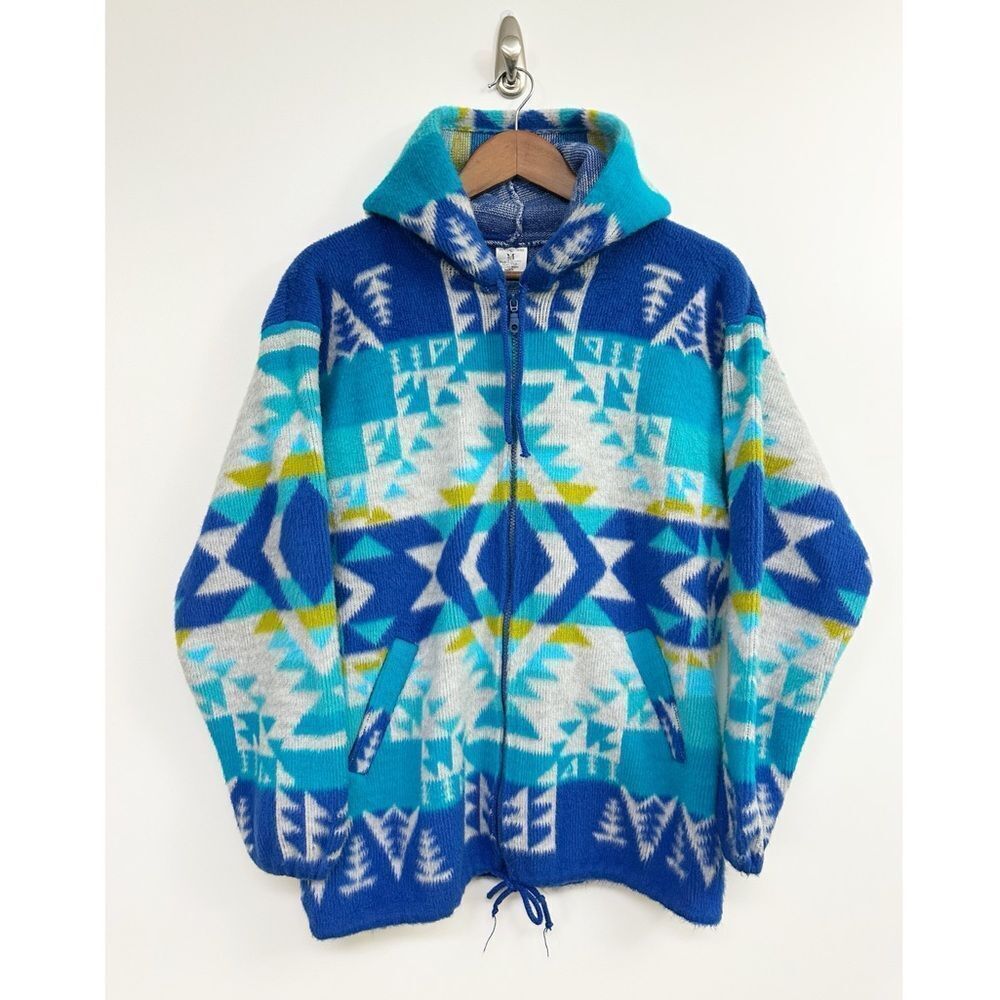 Artesanias Tuntaquimba South Western Style Hoodie Blue Size Medium